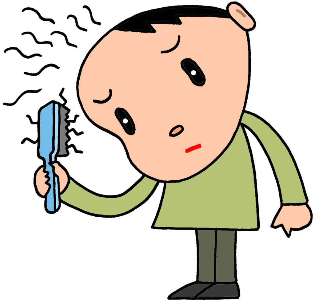 前や天頂部の髪の毛が無くなっている 前や天頂部の髪の毛が無くなっている