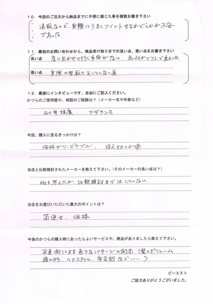 K.Jさん(年齢相応かつら) K.Jさん(年齢相応かつら)