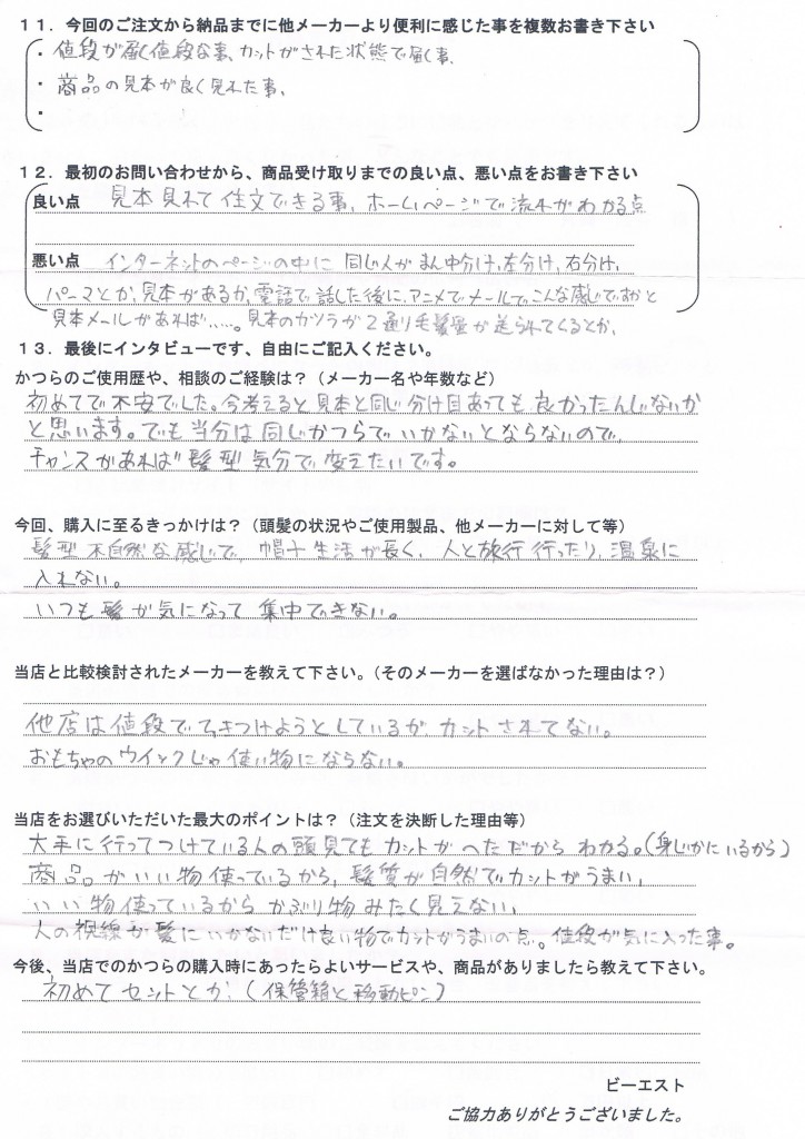 北海道40代(かつら初めて、増毛スプレー) 北海道40代(かつら初めて、増毛スプレー)