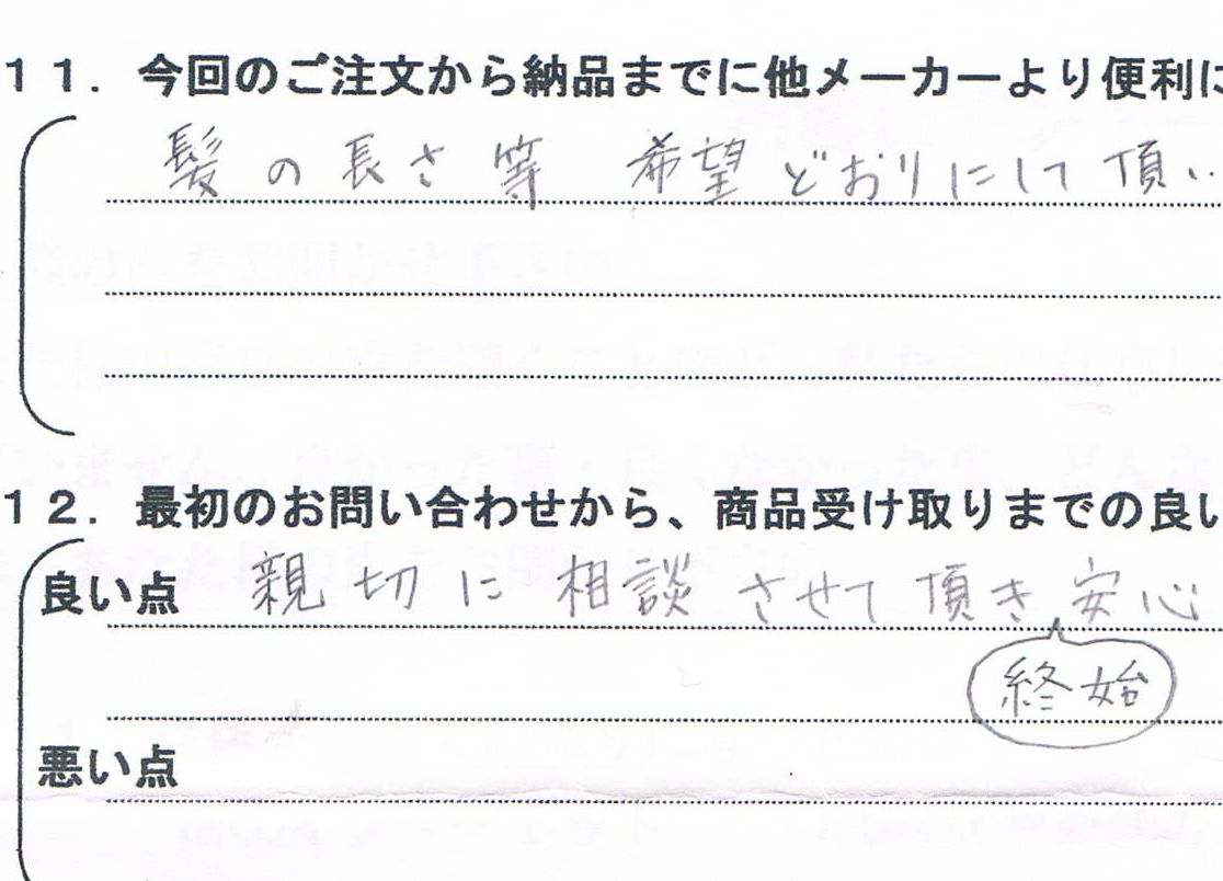 かつらを早めに用意