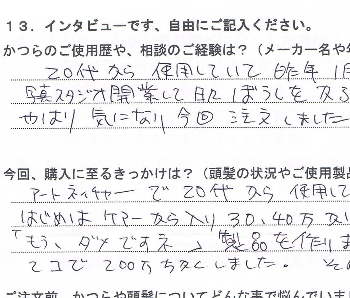 かつら2個で200万