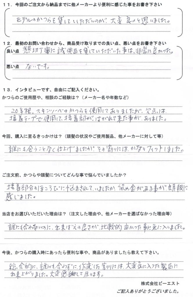 全頭かつら20年・痛みが限界(愛知県) 全頭かつら20年・痛みが限界(愛知県)