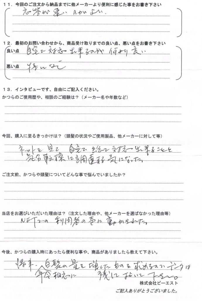 かつらをネットで気分転換に注文!?(兵庫県) かつらをネットで気分転換に注文!?(兵庫県)