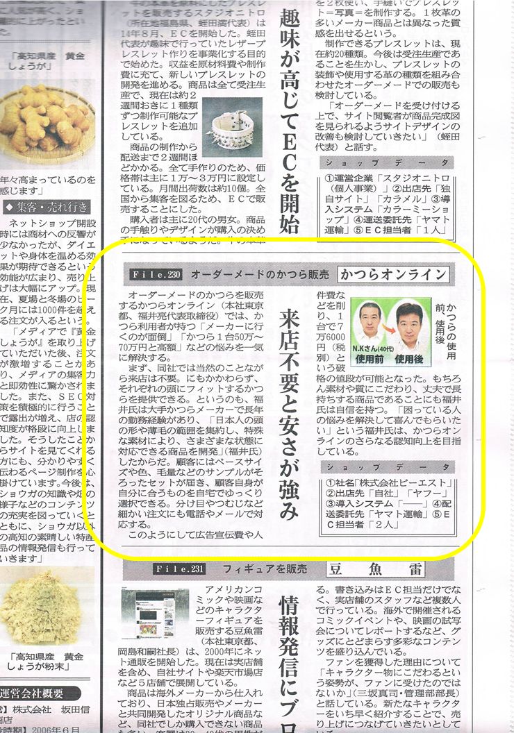 日本ネット経済新聞のかつら取材 日本ネット経済新聞のかつら取材