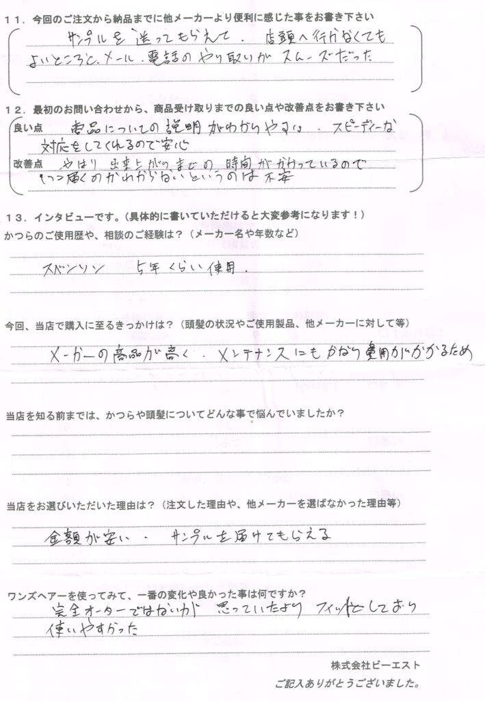 お母さんからご注文、全頭かつら高すぎる(北海道)