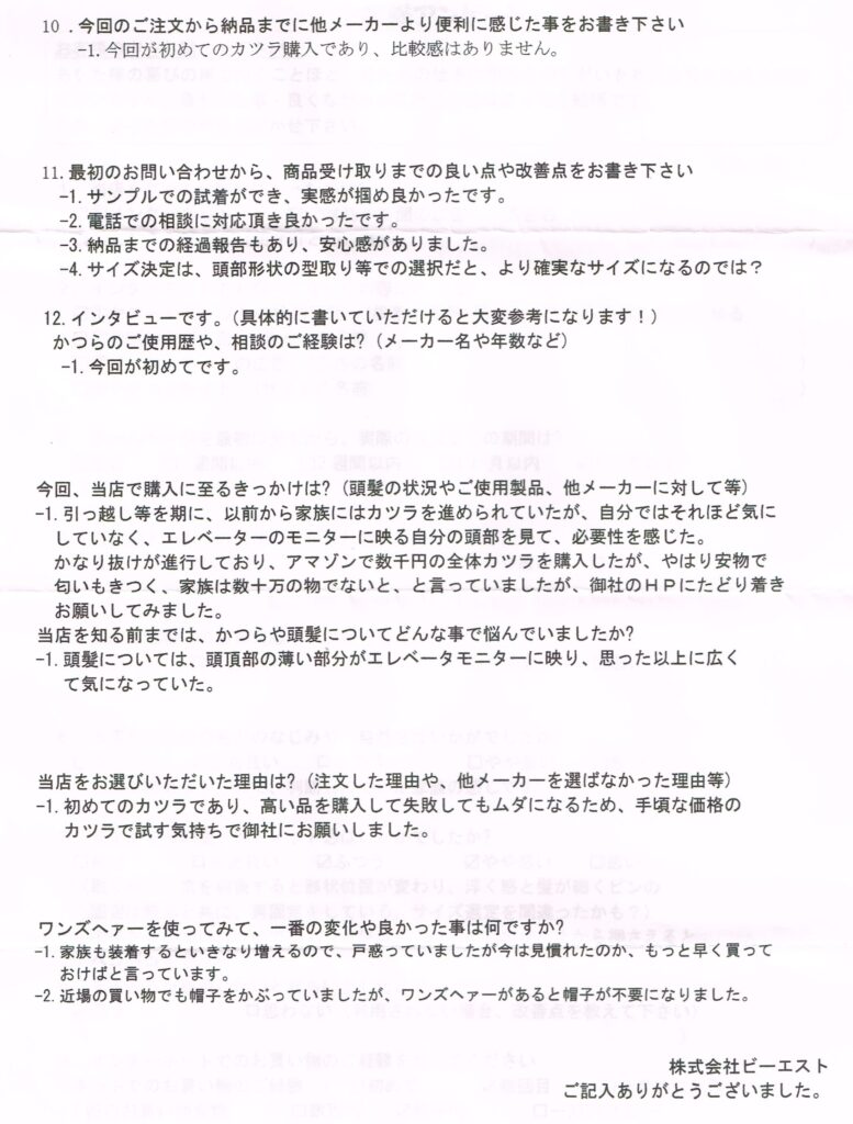 はじめてのかつらで帽子が不要に はじめてのかつらで帽子が不要に